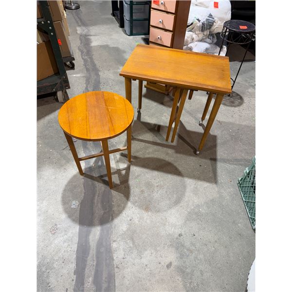 Teak table with two nesting tables