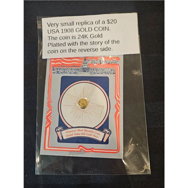 Tiny replica $20 USA 1908 Gold coin
