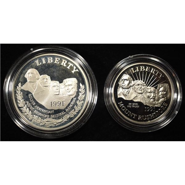 1991-S COMMEM MT. RUSHMORE SET 2 COINS