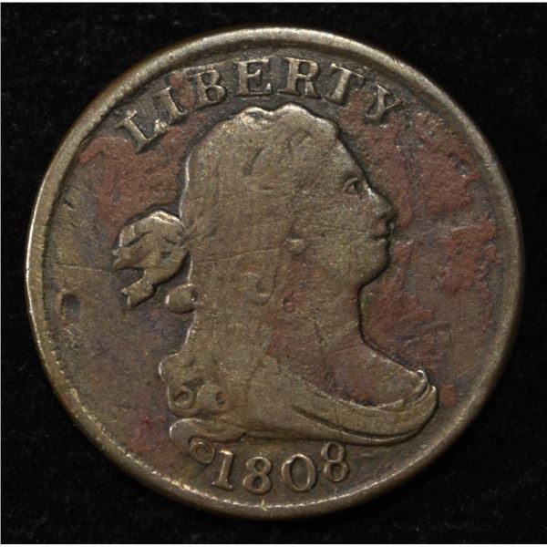 1808 DRAPED BUST 1/2 CENT FINE
