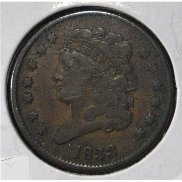 1833 CLASSIC HEAD HALF CENT VF