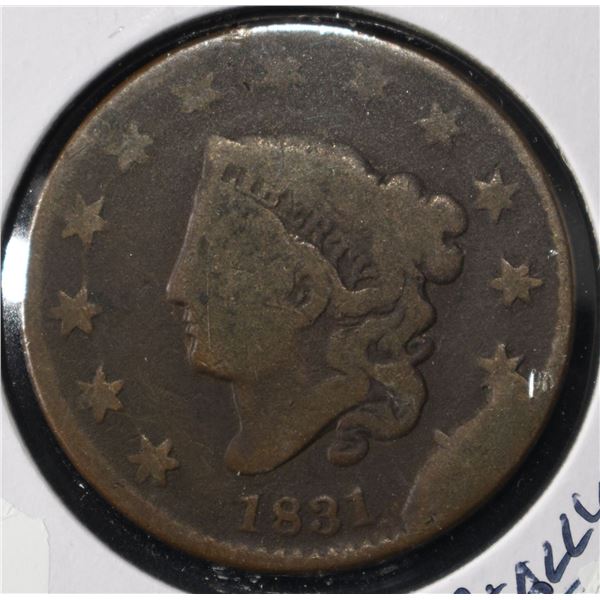 1831 CORONET HEAD LARGE CENT FINE REALLY COOL