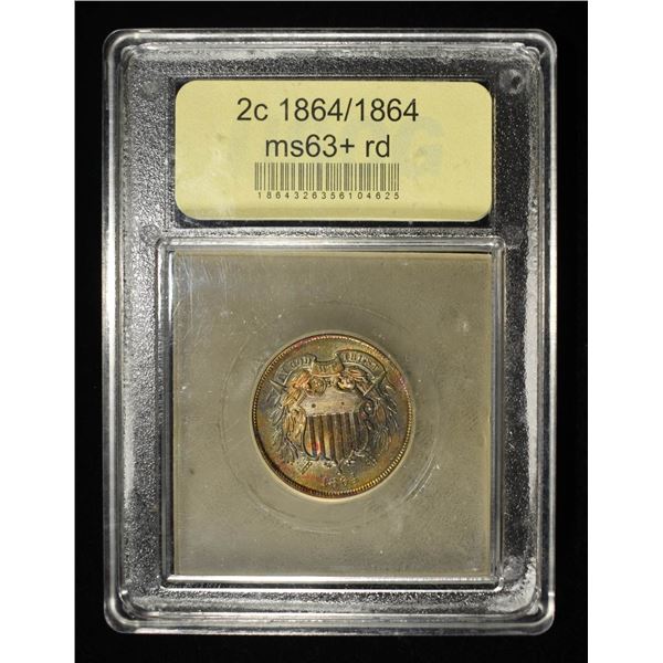 1864/1864 2-CENT  LARGE MOTTO USCG CH BU RD