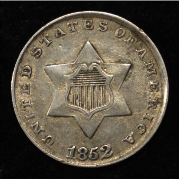 1852 3-CENT SILVER NICE AU/UNC