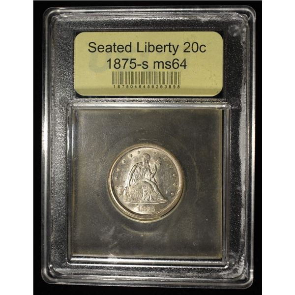 1875-S SEATED LIBERTY 20C USCG CH/GEM BU