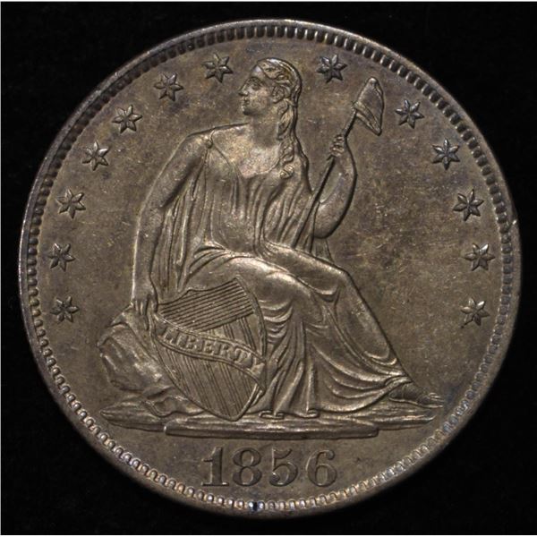 1856-O LIBERTY SEATED 50C NICE UNC NEAR CH