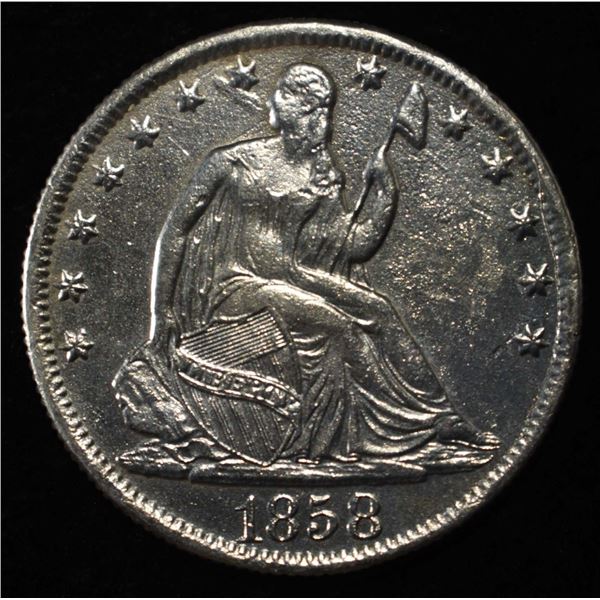 1858-S LIBERTY SEATED HALF DOLLAR CLEANED BU