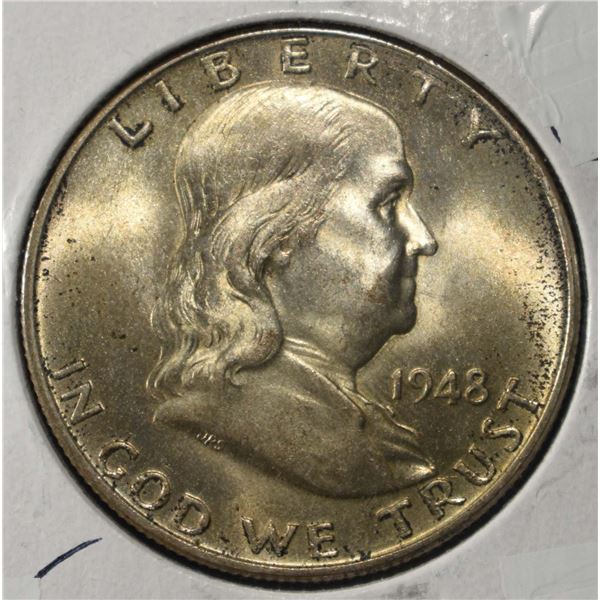 1948 FRANKLIN HALF DOLLAR GEM ORIG UNC FBL