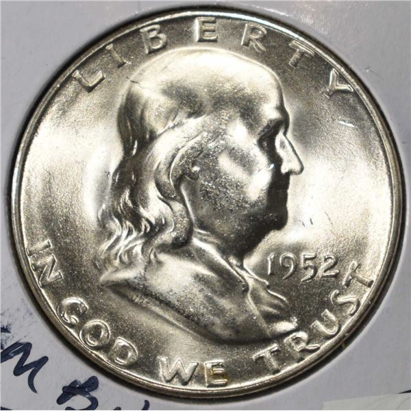 1952-S FRANKLIN HALF DOLLAR GEM BU FBL