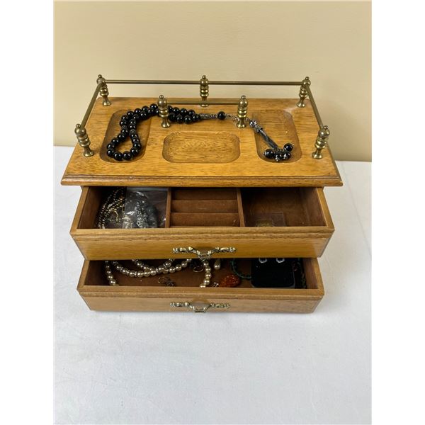 Wooden Jewelry Box with Content