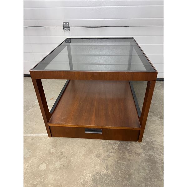 Mid Century Glass Top End Table