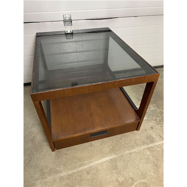 Mid Century Glass Top End Table