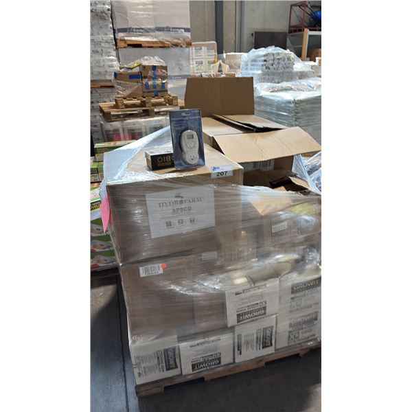 PALLET OF MIXED ITEMS INCL GROWIT COMMERCIAL COCO COIR, AUTOPILOT DEHUMIDIFYING  HUMIDISTAT AND MORE