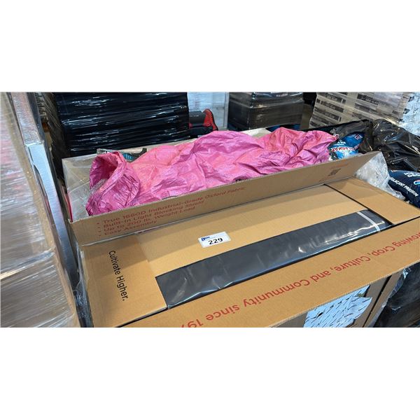 PALLET OF MIXED ITEMS INCL RADIUS ROOT SLAYER MULTI-PURPOSE, HEAVY-DUTY SHOVEL, PHANTOM CULTIVAR GT