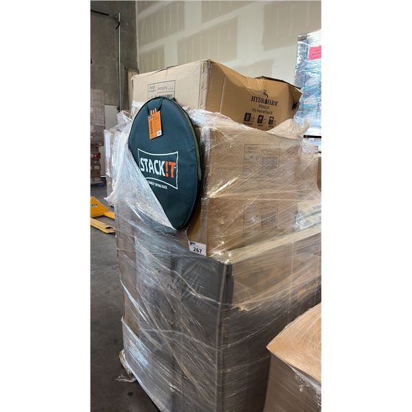 3 BOXES OF 10 2' DRY RACKS, 10 BOXES OF 24 PELLET INSTANT GREEN HOUSES
