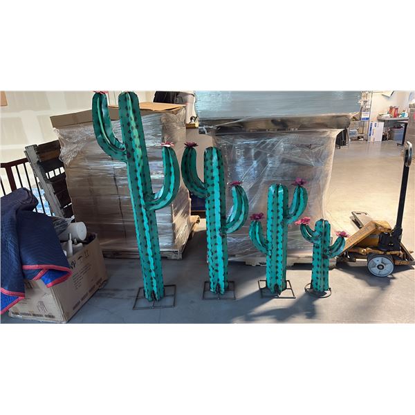 4 METAL CACTUS LAWN ORNAMENTS SIZES 27" TO 63"