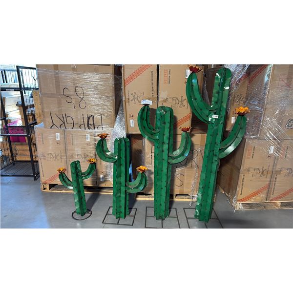 4 METAL CACTUS LAWN ORNAMENTS SIZES 27" TO 63"