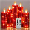 Image 1 : 5-Pack of LED Flameless Candles with Fairy String Light Design/Dancing Flame; Remote Control (Red)
