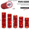 Image 2 : 5-Pack of LED Flameless Candles with Fairy String Light Design/Dancing Flame; Remote Control (Red)
