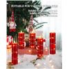 Image 7 : 5-Pack of LED Flameless Candles with Fairy String Light Design/Dancing Flame; Remote Control (Red)