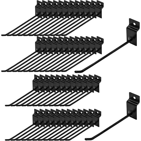50PC Box of 6" & 8" Slatwall Gridwall Hooks; Slat Wall Hooks for Garage/Shop/Organization - New!