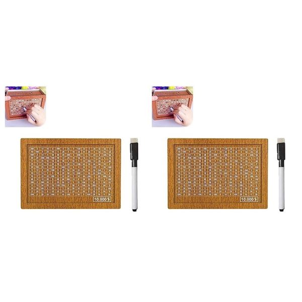 Lot of 2 Cash Vaults/Wooden Money Saving Boxes with Counter & Money Target Numbers - New