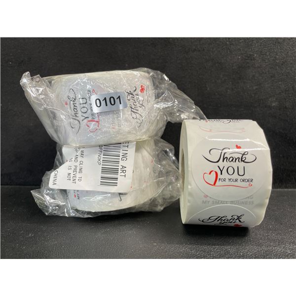 3 Rolls (500pcs Each) Small Business Stickers "Thank You for Your Order" - New