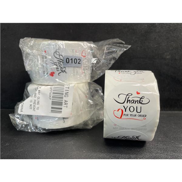 3 Rolls (500pcs Each) Small Business Stickers "Thank You for Your Order" - New