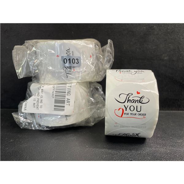 3 Rolls (500pcs Each) Small Business Stickers "Thank You for Your Order" - New