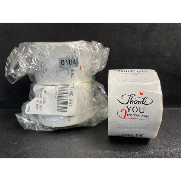 3 Rolls (500pcs Each) Small Business Stickers "Thank You for Your Order" - New