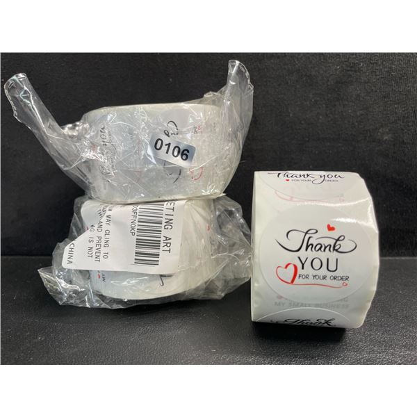 3 Rolls (500pcs Each) Small Business Stickers "Thank You for Your Order" - New