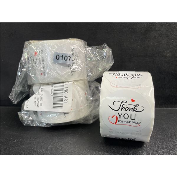 3 Rolls (500pcs Each) Small Business Stickers "Thank You for Your Order" - New