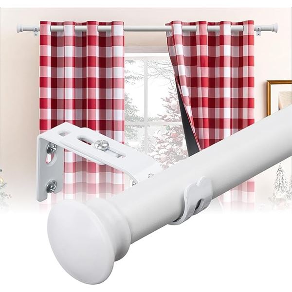 Adjustable Large White Curtain Rod for Windows - Extends from 25" to 38" - New in Box!