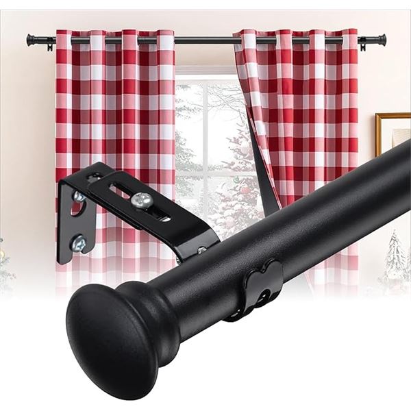 Adjustable Large Black Curtain Rod for Windows - Extends from 25" to 52" - New in Box!