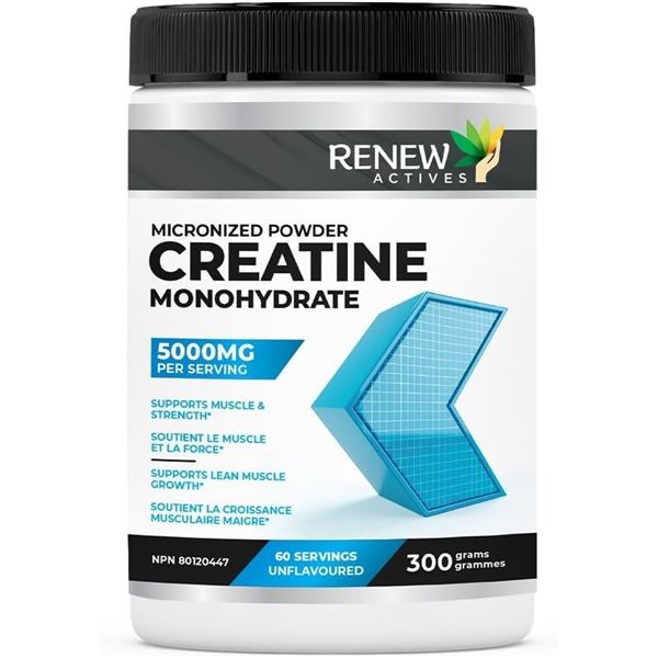 Renew Actives Micronized Creatine Monohydrate (300g) Supports Muscles Growth & Strength - New