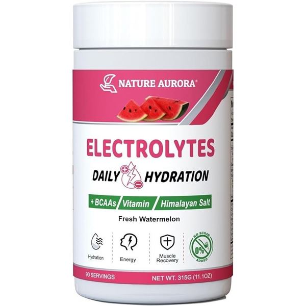 Nature Aurora Fresh Watermelon Daily Hydration Electrolyte Powder (315g) - New Sealed