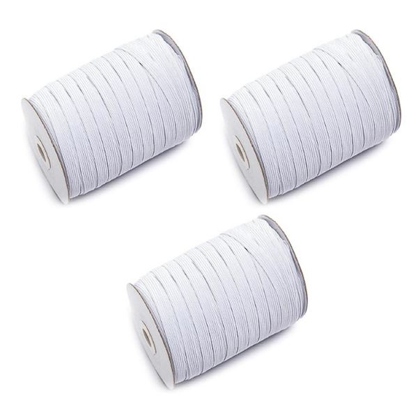 3 Spools of Braided Elastic Band (144 Yards Each) White - 1/2" Wide - New