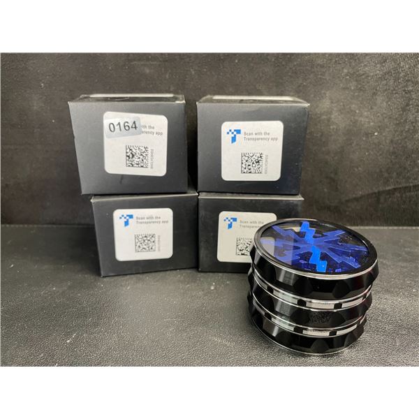 Lot of 4 Metal Herb/Weed Grinders (2.5") Metallic Blue/Black - Brand New!