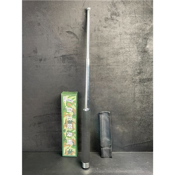 21 Inch Steel Retractable Security Baton with Padded Grip and Belt Pouch - New