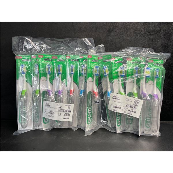 12PCS G.U.M. Travel/Foldable Toothbrushes with Built-In Case - New Sealed