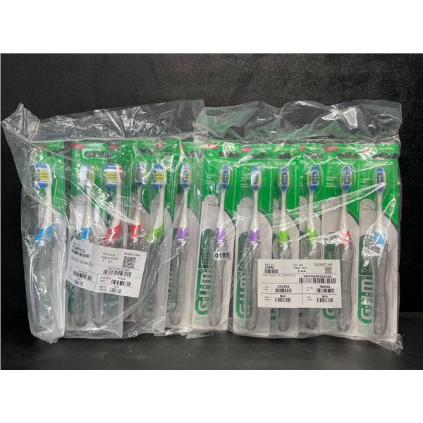 12PCS G.U.M. Travel/Foldable Toothbrushes with Built-In Case - New Sealed