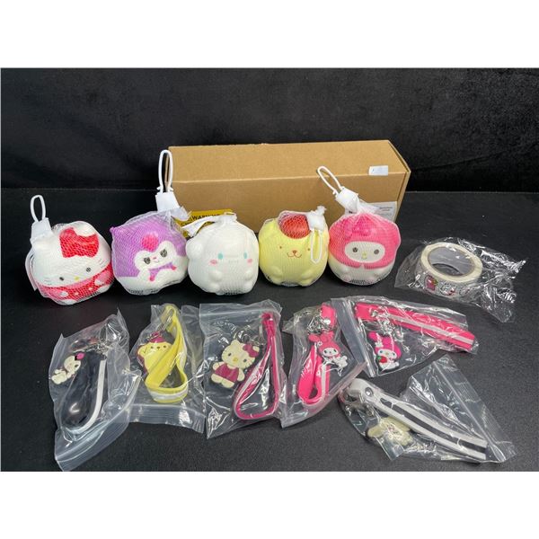 12PC Hello Kitty & Friends Squishies/Keychains/Sticker Set - New in Box