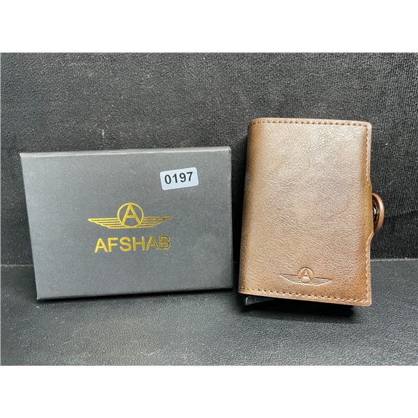 Afshab Men's Tan Leather Bi-Fold Wallet - New in Box