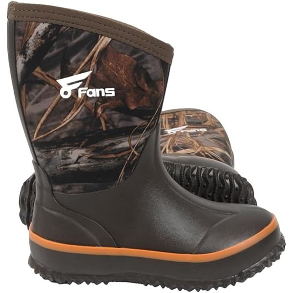 Kids Neoprene Waterproof Hunting/Fishing Outdoor Realtree Camo Boots (Size 1 US/13 UK) New