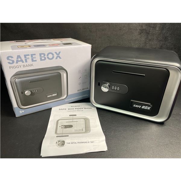 Safe Box/Keepsake Locking Box with Key/Passcode (Black) Money Safe/Piggy Bank Box - New