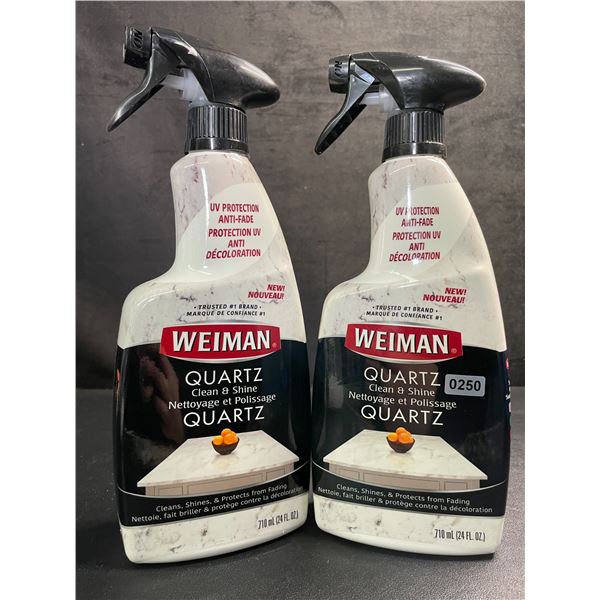 Lot of 2 WEIMAN Quartz Clean & Shine Sprays (710ml) Cleans/Shines/Protects Quartz - New