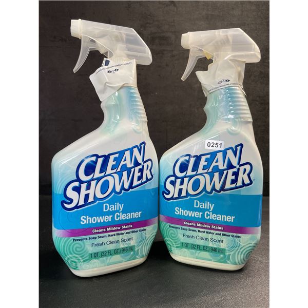 Lot of 2 Clean Shower Daily Shower Cleaner Sprays (946ml) Cleans Mildew; Fresh Clean Scent - New