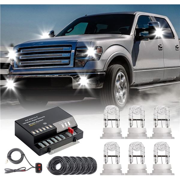6 HID Bulbs 120W Hide-A-Way Heavy-Duty Headlight Truck Strobe Light Kit - Brand New!