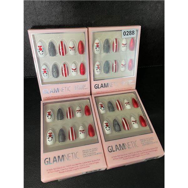 4 Packs of Glamnetic Press-On Nail Sets; Short Almond Design (Crybaby Clown Art) - New