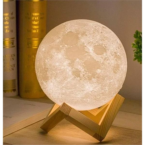 Moon Lamp/Moon Night Light (5.9 inch) Touch Control Brightness; Warm & Cool White Lunar Lamp - New